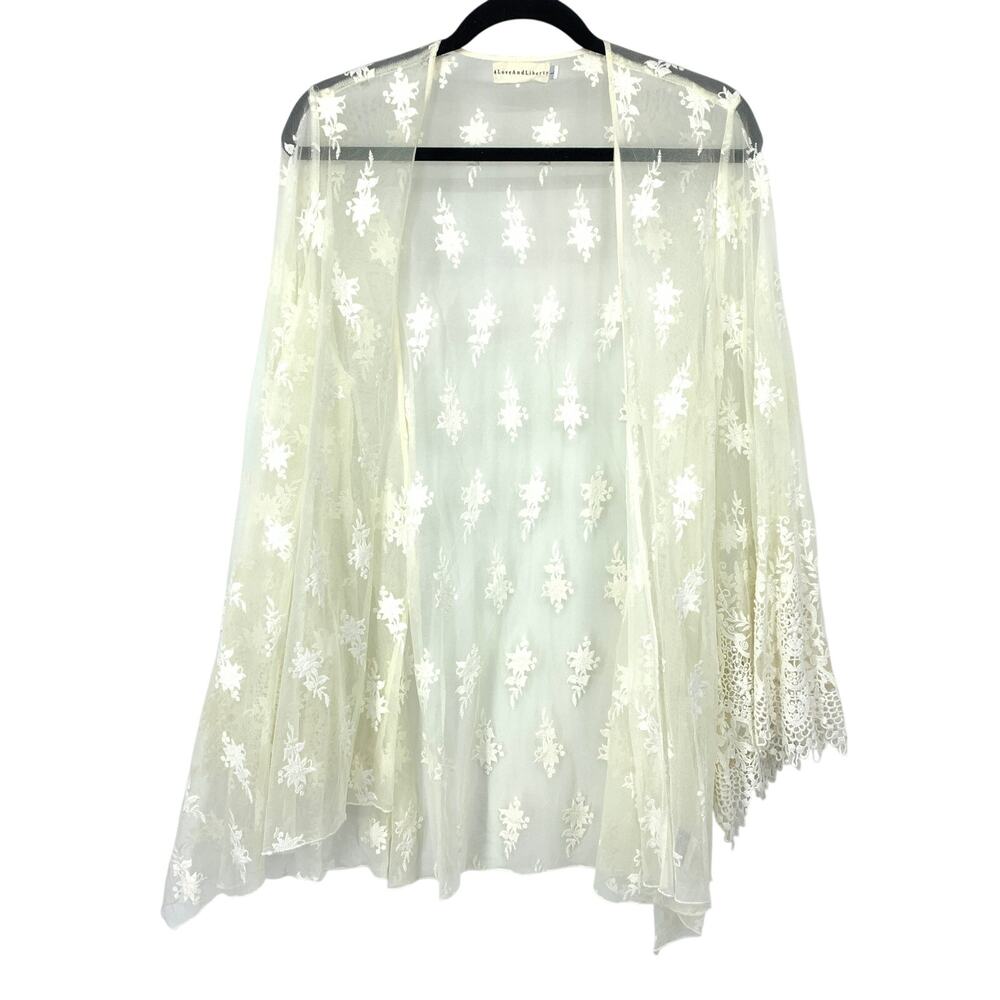 Johnny Was 4 Love And Liberty Embroidered Jacket Womens Large Antique White